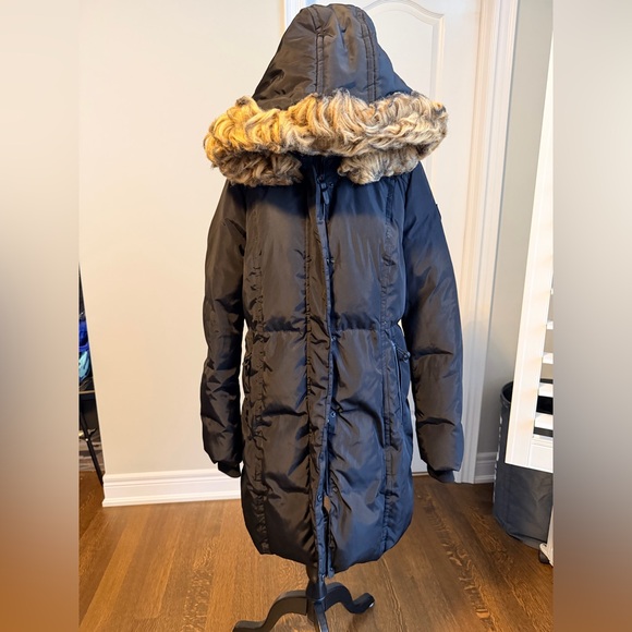 RUDSAK Atelier Noir Mago Parka Down Filled Fur Leather Black Coat Parka Size XL - Picture 2 of 16